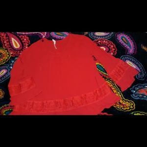Red blouse with bell sleeves size 1X